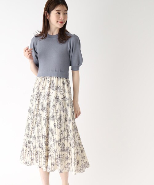 index（インデックス）の「◆ニットドッキングフラワーワンピース【洗える】（ワンピース・レディース・オフホワイト/ライトグレー/ライトブルー・36/38/40/42）」の11枚目の写真