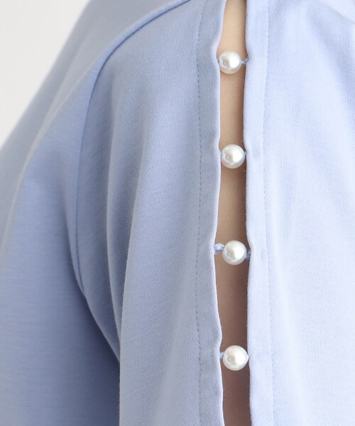 index(インデックス)の「◆シルキータッチ フェイクパールスリーブトップス【接触冷感/洗濯機洗い可】(Tシャツ/カットソー・レディース・ライトグレー/ネイビー/ライトブルー・36/38/40/42)」の13枚目の写真