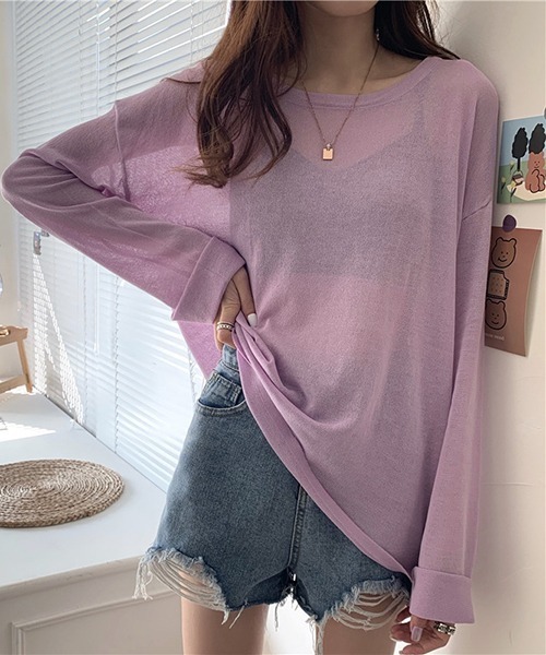 gossip!ロサンゼルス(ゴシップロサンゼルス)の「YUGA シアー ルーズシルエットトップス(Tシャツ/カットソー・レディース・ホワイト/ブラック/ブルー/ライトグリーン/パープル/イエロー・FREE)」の22枚目の写真