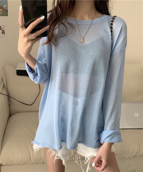 gossip!ロサンゼルス(ゴシップロサンゼルス)の「YUGA シアー ルーズシルエットトップス(Tシャツ/カットソー・レディース・ホワイト/ブラック/ブルー/ライトグリーン/パープル/イエロー・FREE)」の19枚目の写真