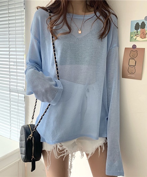gossip!ロサンゼルス(ゴシップロサンゼルス)の「YUGA シアー ルーズシルエットトップス(Tシャツ/カットソー・レディース・ホワイト/ブラック/ブルー/ライトグリーン/パープル/イエロー・FREE)」の20枚目の写真
