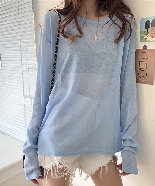 gossip!ロサンゼルス(ゴシップロサンゼルス)の「YUGA シアー ルーズシルエットトップス(Tシャツ/カットソー・レディース・ホワイト/ブラック/ブルー/ライトグリーン/パープル/イエロー・FREE)」の21枚目の写真