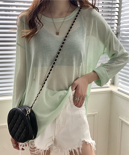 gossip!ロサンゼルス(ゴシップロサンゼルス)の「YUGA シアー ルーズシルエットトップス(Tシャツ/カットソー・レディース・ホワイト/ブラック/ブルー/ライトグリーン/パープル/イエロー・FREE)」の18枚目の写真