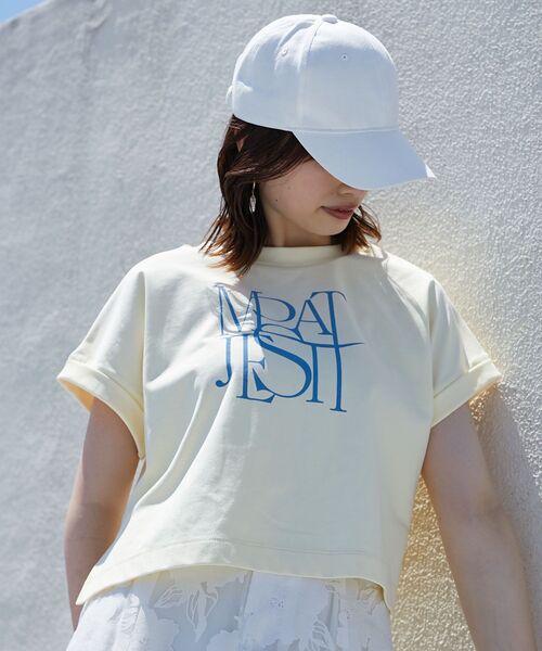 MAJESTIC LEGON(マジェスティックレゴン)の「アレンジスリーブカラーロゴTee(Tシャツ/カットソー・レディース・グリーン系その他/レッド系その他2/イエロー系その他・MEDIUM)」の10枚目の写真