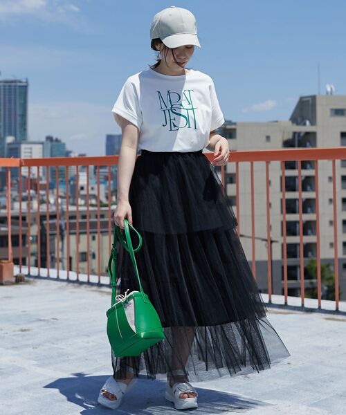 MAJESTIC LEGON(マジェスティックレゴン)の「アレンジスリーブカラーロゴTee(Tシャツ/カットソー・レディース・グリーン系その他/レッド系その他2/イエロー系その他・MEDIUM)」の12枚目の写真