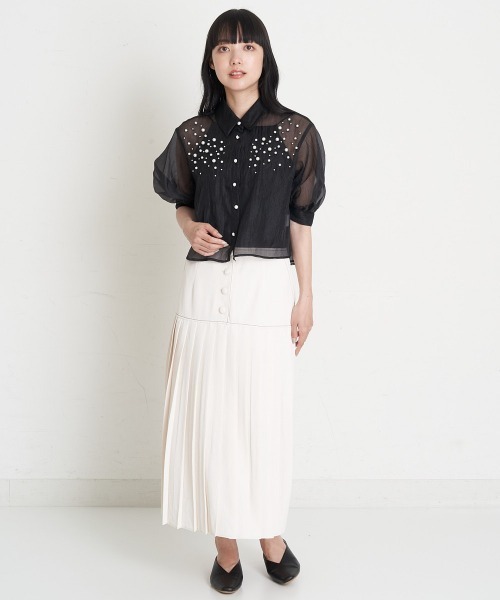 A de a.v.v（アードアー・ヴェ・ヴェ）の「パール付きシアーブラウス（シャツ/ブラウス・レディース・ブラック/アイボリー/ピンク・SMALL/MEDIUM）」の5枚目の写真