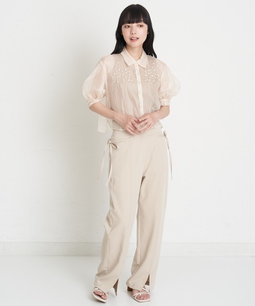 A de a.v.v（アードアー・ヴェ・ヴェ）の「パール付きシアーブラウス（シャツ/ブラウス・レディース・ブラック/アイボリー/ピンク・SMALL/MEDIUM）」の8枚目の写真