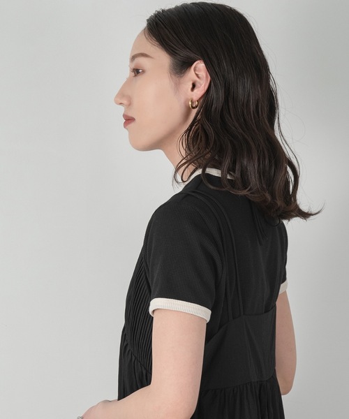 lawgy(ラウジー)の「fake waffle bi color t shirt(Tシャツ/カットソー・レディース・ブラック/アイボリー・FREE)」の13枚目の写真