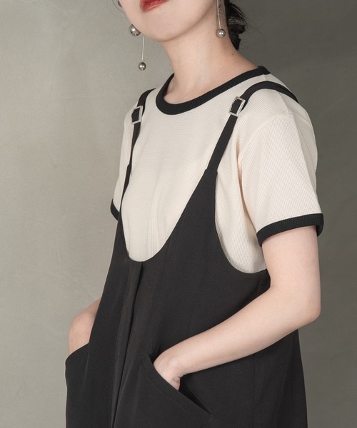 lawgy(ラウジー)の「fake waffle bi color t shirt(Tシャツ/カットソー・レディース・ブラック/アイボリー・FREE)」の12枚目の写真