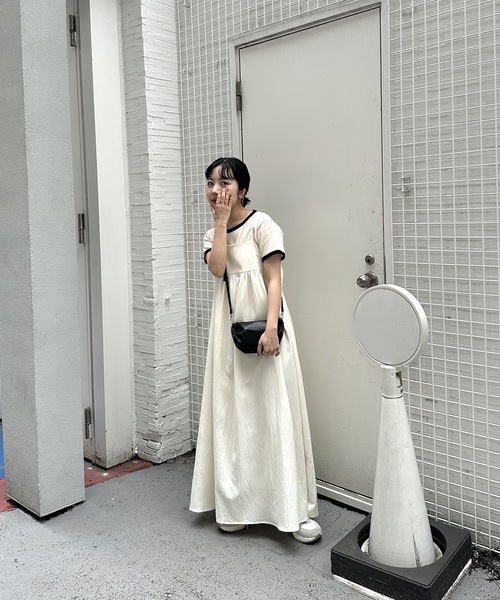 lawgy(ラウジー)の「fake waffle bi color t shirt(Tシャツ/カットソー・レディース・ブラック/アイボリー・FREE)」の19枚目の写真