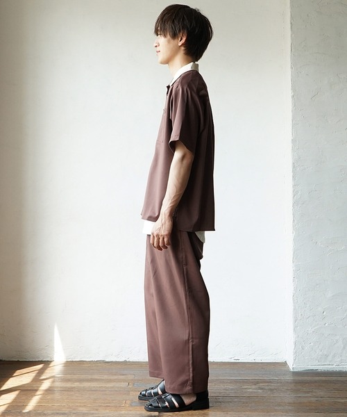 MinoriTY(マイノリティ)の「【MinoriTY】夏素材TRPUクレリックオープンカラー半袖シャツ 短丈 メンズ 夏服 開襟シャツ(シャツ/ブラウス・メンズ・サックスブルー/ブラック/ベージュ/モカ・L/M)」の17枚目の写真