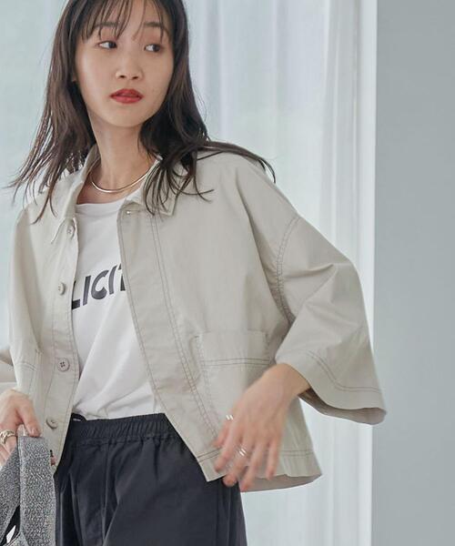 coen（コーエン）の「ハーフスリーブカバーオール（カバーオール・レディース・ナチュラル/ライトブルー・M/L）」の4枚目の写真