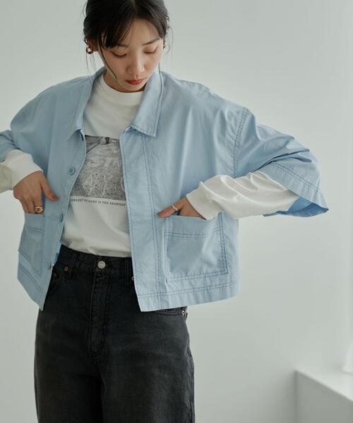 coen（コーエン）の「ハーフスリーブカバーオール（カバーオール・レディース・ナチュラル/ライトブルー・M/L）」の16枚目の写真