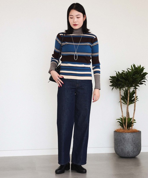 sheller マルチボーダーニットドッキングドレス 黒 sheller マルチ