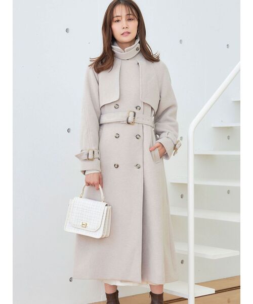 MERCURYDUO（マーキュリーデュオ）の「ウールトレンチコート（トレンチコート・レディース・ベージュ/ブラック・SMALL/MEDIUM）」の3枚目の写真