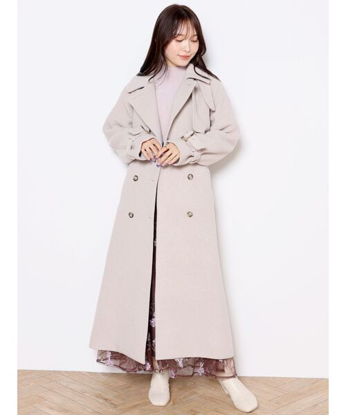 MERCURYDUO（マーキュリーデュオ）の「ウールトレンチコート（トレンチコート・レディース・ベージュ/ブラック・SMALL/MEDIUM）」の5枚目の写真