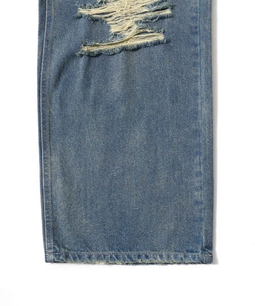 Salong hameu(サロン ハミュー)の「ハードダメージ ワイドストレート デニムパンツ オーバーダイ加工 ユニセックス(デニムパンツ・メンズ・ブルー/ブラック・M/L/S)」の20枚目の写真