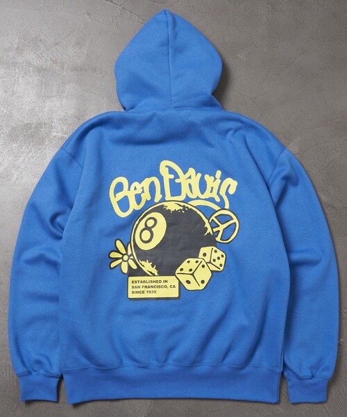 BEN DAVIS（ベンデイビス）の「BEN DAVIS/ベン デイヴィス 別注 DICE AND BALL/スウェットパーカー/スウェットフーディー/ユニセックス/裏起毛(限定展開)（パーカー・メンズ・サックスブルー/オフホワイト/ライトグレー/ブラック・LARGE/MEDIUM/X-LARGE）」の4枚目の写真