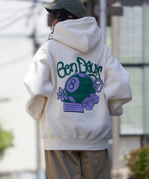 BEN DAVIS（ベンデイビス）の「BEN DAVIS/ベン デイヴィス 別注 DICE AND BALL/スウェットパーカー/スウェットフーディー/ユニセックス/裏起毛(限定展開)（パーカー・メンズ・サックスブルー/オフホワイト/ライトグレー/ブラック・LARGE/MEDIUM/X-LARGE）」の15枚目の写真