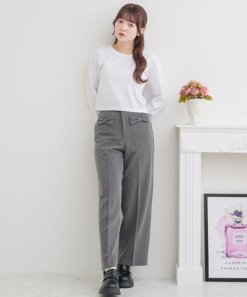 ems excite（エムズエキサイト）の「リボンポケットPT（その他パンツ・レディース・ブラウン系その他2/ボルドー/ライトグレー・FREE）」の4枚目の写真