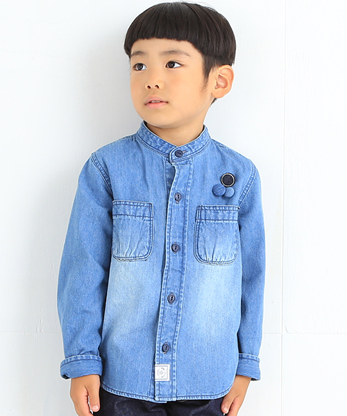 B:MING by BEAMS(ビーミングバイビームス)の「<VERY 9月号掲載>ビーミング by ビームス / バンドカラーシャツ(シャツ/ブラウス・キッズ・ブルー・140/110/100/130/120/90)」の2枚目の写真