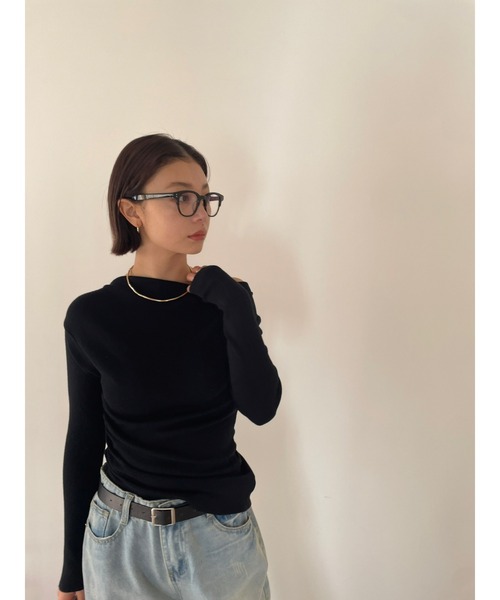 HANNE（アン）の「ボートネックニットトップス（ニット/セーター・レディース・ベージュ/ブラック・FREE）」の7枚目の写真