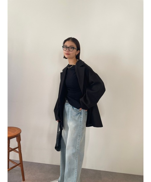 HANNE（アン）の「ボートネックニットトップス（ニット/セーター・レディース・ベージュ/ブラック・FREE）」の11枚目の写真
