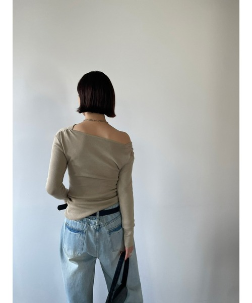 HANNE（アン）の「ボートネックニットトップス（ニット/セーター・レディース・ベージュ/ブラック・FREE）」の14枚目の写真