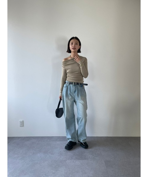 HANNE（アン）の「ボートネックニットトップス（ニット/セーター・レディース・ベージュ/ブラック・FREE）」の16枚目の写真