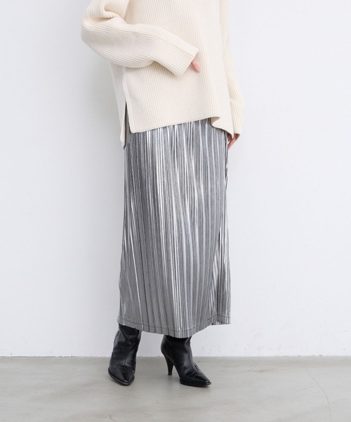 LEPSIM(レプシィム)の「【FOR I SERIES】メタリックスカート 978190(スカート・レディース・シルバー/ブラック・FREE)」の2枚目の写真