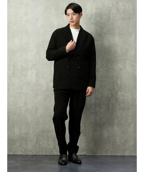 TRANS CONTINENTS（トランスコンチネンツ）の「TRANS CONTINENTS　太畝コーデュロイ　セットアップイージーパンツ　ブラック/ベージュ（スラックス・メンズ・ブラック/ベージュ・S/L/LL/M）」の4枚目の写真