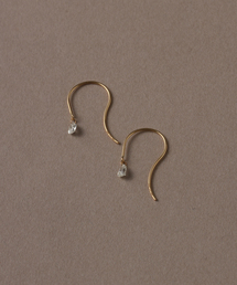 ペアシェイプホールダイヤフックピアス0.16ct K18(両耳)