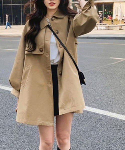 Miniministore（ミニミニストア）の「ライトトレンチジャケット レディース上品（トレンチコート・レディース・ベージュ/ダークグリーン/ブラック・M/L）」の2枚目の写真