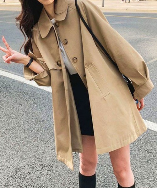 Miniministore（ミニミニストア）の「ライトトレンチジャケット レディース上品（トレンチコート・レディース・ベージュ/ダークグリーン/ブラック・M/L）」の4枚目の写真