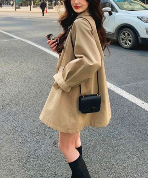 Miniministore（ミニミニストア）の「ライトトレンチジャケット レディース上品（トレンチコート・レディース・ベージュ/ダークグリーン/ブラック・M/L）」の5枚目の写真