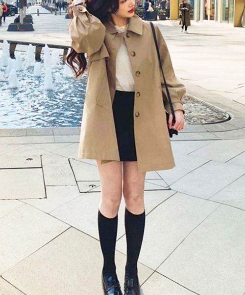 Miniministore（ミニミニストア）の「ライトトレンチジャケット レディース上品（トレンチコート・レディース・ベージュ/ダークグリーン/ブラック・M/L）」の7枚目の写真