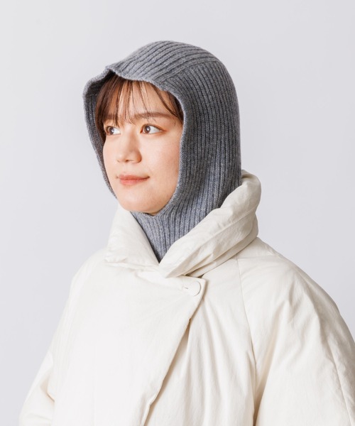 Rouge vif（ルージュヴィフ）の「【WILLIAM BRUNTON/ウィリアム ブラントン】CASHMERE BALACLAVA　バラクラバ（ニットキャップ/ビーニー・レディース・ダークベージュ/グレー・フリー）」の4枚目の写真