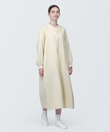 婦人　カポック混二重ガーゼ　長袖ワンピース