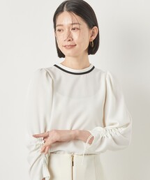 ストレッチジョーゼット配色2WAYブラウス