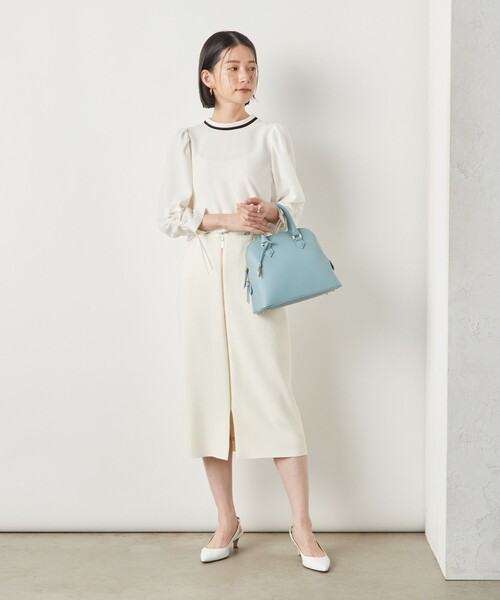 NOLLEY’S(ノーリーズ)の「ストレッチジョーゼット配色2WAYブラウス(シャツ/ブラウス・レディース・オフホワイト/ネイビー/ベージュ・38/36)」の5枚目の写真
