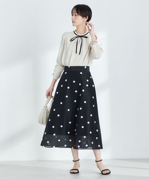 NOLLEY’S/ストレッチジョーゼット配色2WAYブラウス セール】ストレッチジョーゼット配色2WAYブラウス（シャツ/ブラウス