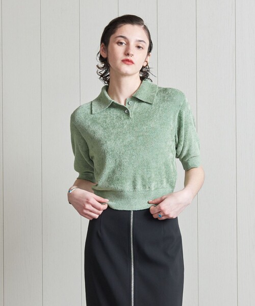 H BEAUTY&YOUTH エイチ ビューティーアンドユース　ニットポロ H BEAUTY&YOUTH UNITED ARROWS（エイチビューティーアンドユース