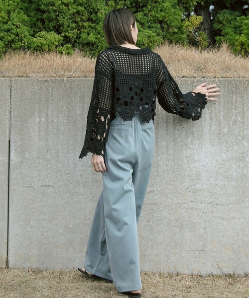 Vネッククロシェショートニット（ニット/セーター）｜select MOCA（セレクトモカ）