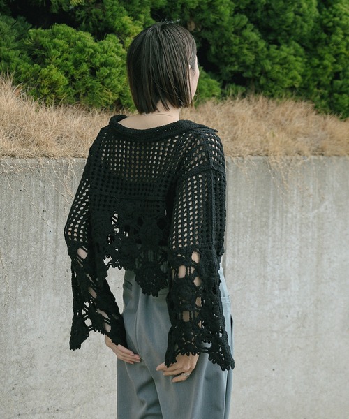 Vネッククロシェショートニット（ニット/セーター）｜select MOCA（セレクトモカ）