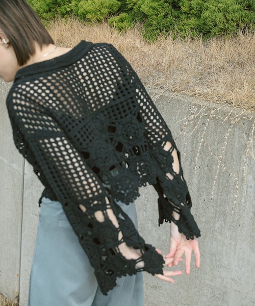 Vネッククロシェショートニット（ニット/セーター）｜select MOCA（セレクトモカ）