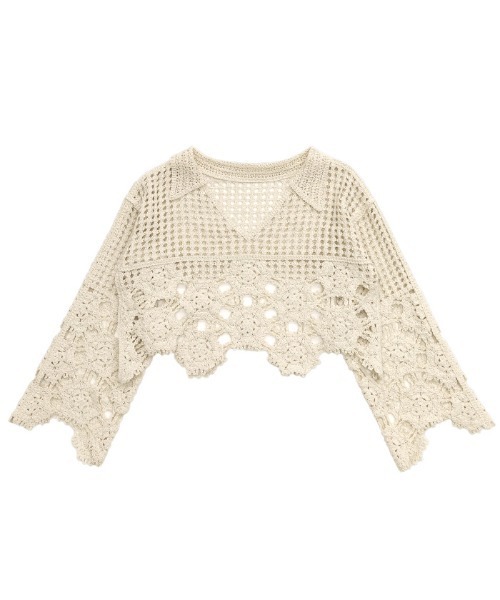 Vネッククロシェショートニット（ニット/セーター）｜select MOCA（セレクトモカ）