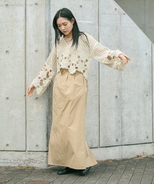 「JUNOAH」 Vネックニット MEDIUM モカ レディース JUNOAH 「JUNOAH」 長袖ニット MEDIUM モカ レディース