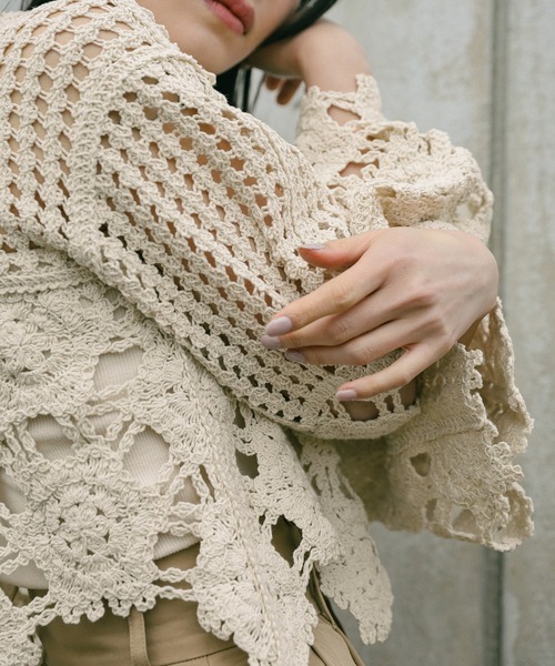 Vネッククロシェショートニット（ニット/セーター）｜select MOCA（セレクトモカ）