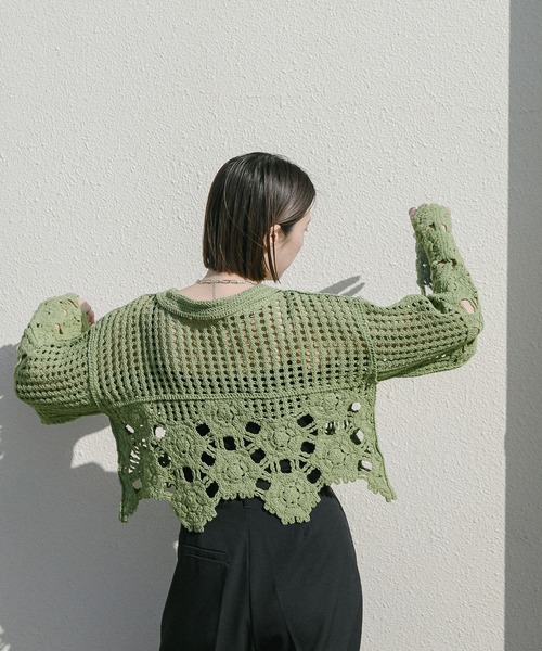 Vネッククロシェショートニット（ニット/セーター）｜select MOCA（セレクトモカ）