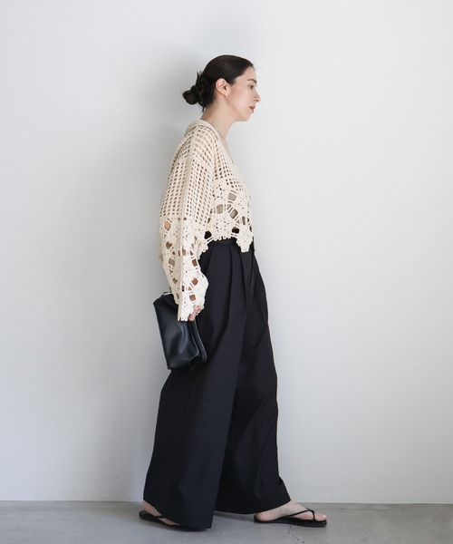 select MOCA（セレクトモカ）の「Vネッククロシェショートニット（ニット/セーター・レディース・ブラック/アイボリー/オリーブ・FREE）」の11枚目の写真